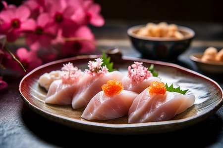 Japanese Sashimi - Raw Fish Sashimi on a plateの素材