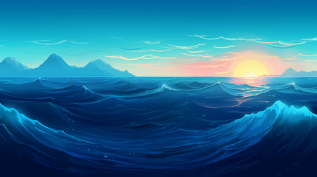 Sea waves in the sunset. Vector illustration for your design. EPS10
