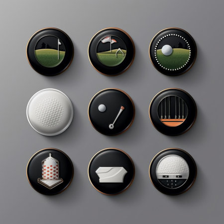 Set of golf icons on a gray background. Vector illustration. Eps 10の素材
