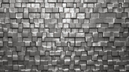Black and white abstract background of a wall made of small cubes.の素材