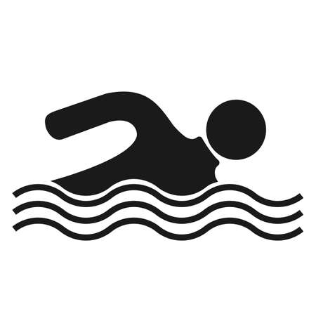 Swimming icon Vector. Flat icon Swimming . Flat vector illustration for web web and mobile. Vector Swimming icon graphic. Vector icon isolated on white background. Swimming vector icon in black.のイラスト素材