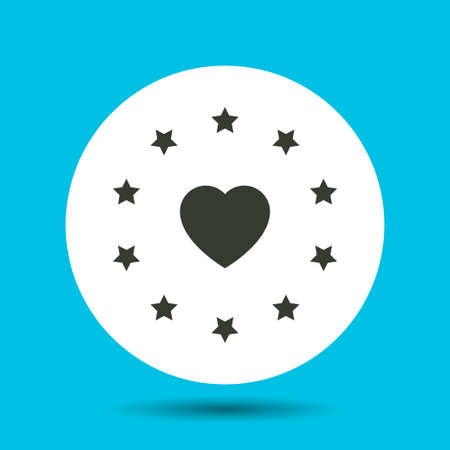 Heart star circle icon. Heart star circle vector isolated. Flat vector illustration in black.のイラスト素材
