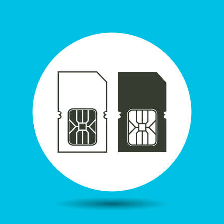 Sim card icon. Sim card vector isolated. Flat vector illustration in black.のイラスト素材