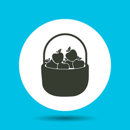Apples in a basket icon. Apples in a basket vector isolated. Flat vector illustration in black.のイラスト素材