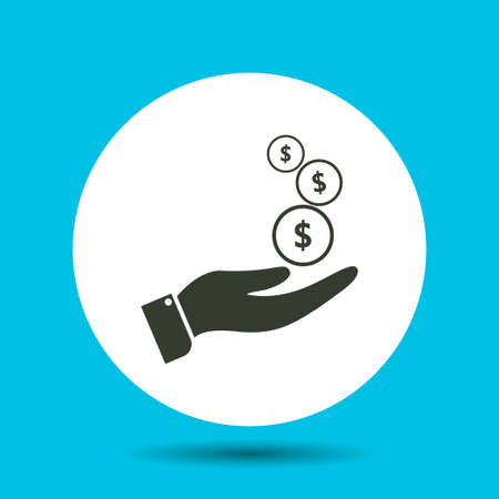 Money in hand icon. Money in hand vector isolated. Flat vector illustration in black.のイラスト素材