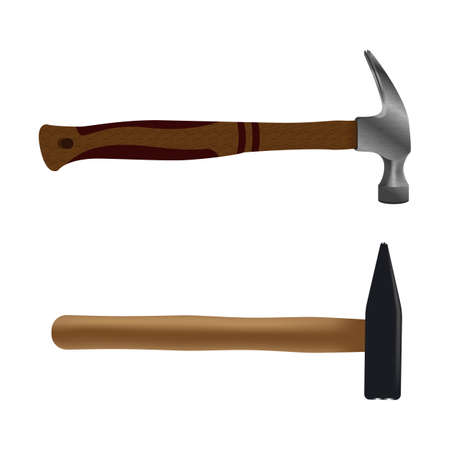 Set of hammer illustrations on a white background.のイラスト素材