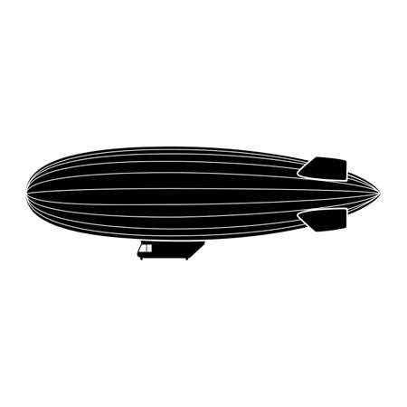 Vector blimp aircraft. Airship, dirigible balloon side view. Vector illustration.のイラスト素材