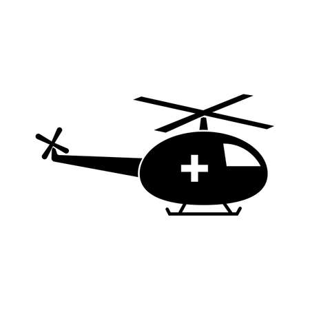 Medical helicopter icon. Vector illustration of a helicopter on the body depicts a medical cross.のイラスト素材