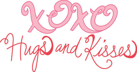 Send your Valentine these cute hugs and kisses for Valentines Day!  Its sure to bring a smile.のイラスト素材