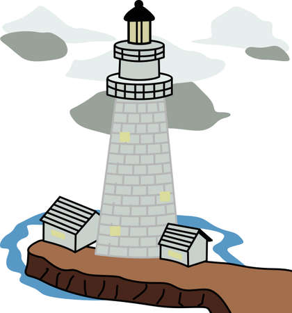 A lighthouse is a beacon of light in the dark for ships on the seas.  のイラスト素材