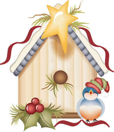 Everyone loves to feed the bluebirds in the yard.  This is a beautiful picture to add to a special gift for the nature lover you know.  She will love it!のイラスト素材