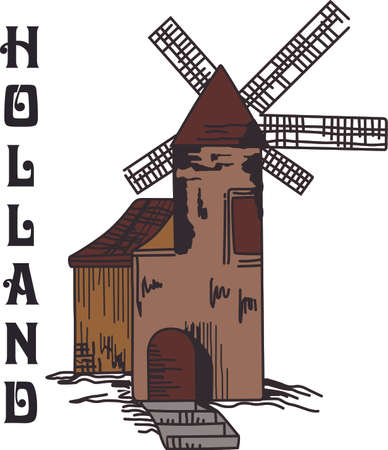 This beautiful windmill is the perfect scenery over the field.  Get these designs from Great Notions.のイラスト素材