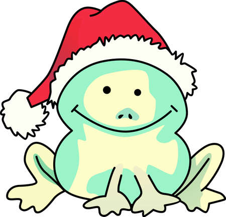 Send some Christmas cheer  with this cute frog.  Merry Christmas to all!  These make a perfect for adding to your festivities.  They will love it.のイラスト素材