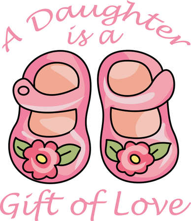Mom to be are so excited and love holding a new baby and play with as they grow.  Include these adorable shoes for a gift for her at the baby shower.  She will love it for the nursery.のイラスト素材