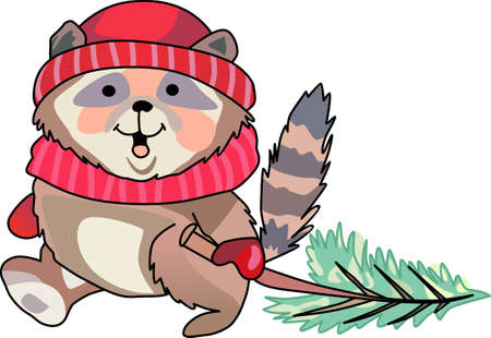 Send holiday cheers with these beautiful Christmas raccoon. Pick those designs by Great Notions!のイラスト素材