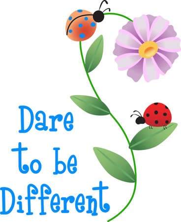 This a beautiful design of ladybugs and daisies will be beautiful to add to a shirt or vest.のイラスト素材