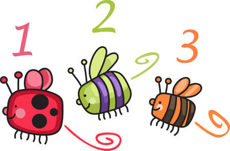 Be happy with the springtime with beautiful lady bugs and bees.  A beautiful design by Great Notions!のイラスト素材