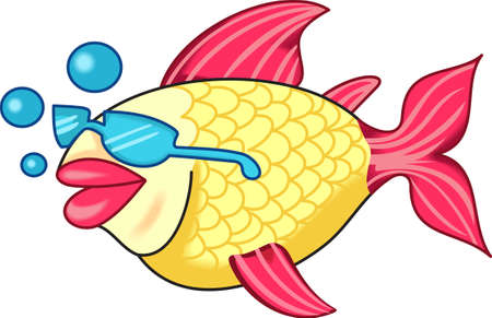Vacationing at the bay is lots of fun.  Take this fish to remember it always.のイラスト素材