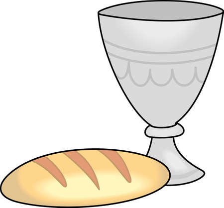 The wine and bread as a symbol in Christianity. A perfect design by Great Notions.のイラスト素材