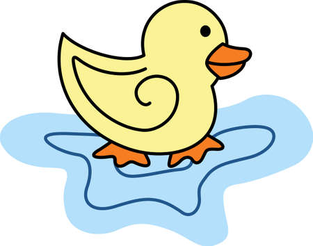 This adorable duck says quack, quack.  Send this happy duck to a child.  They will love it!のイラスト素材