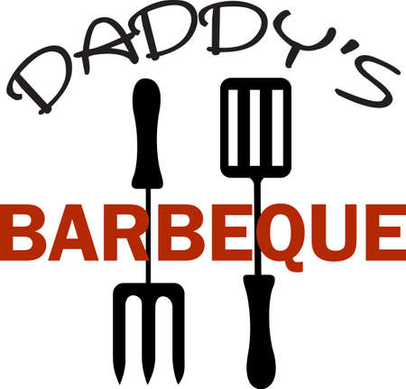 Cookin barbeque on a nice summer day enjoying the family picnic! Don't let the flames get away from you.  Perfect to add to your next tailgating party!のイラスト素材