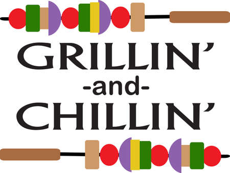 Cookin barbeque on a nice summer day enjoying the family picnic! Don't let the flames get away from you.  Perfect to add to your next tailgating party!のイラスト素材