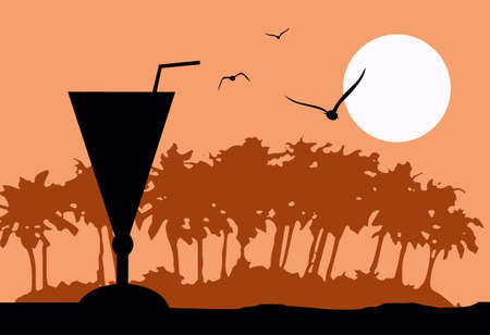 Come and visit the island of Hawaii!  Surfers and beach goers enjoy the tropical Hawaiian island as their travel destination.のイラスト素材