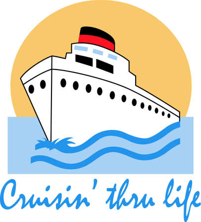 Relaxing on a ship is a wonderful way to spend a vacation.  のイラスト素材