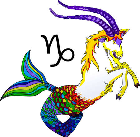 Display your astrological sign with this beautiful sea goat for the sign Capricorn.  のイラスト素材