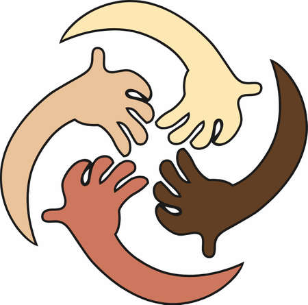 We are all connected and work together. のイラスト素材