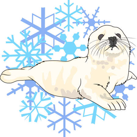 This beautiful snowflake design and a baby seal is a perfect decoration for your holidays.  Get those designs from Great Notions.のイラスト素材
