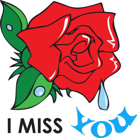 This beautiful image of a red rose for love and a tear is a perfect image to send to a loved one that is away from home.のイラスト素材