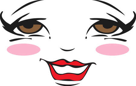 The best way to add a beautiful doll face to your doll is by using this cute design from Great Notions.のイラスト素材