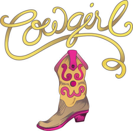 Put your square dancing boots on and paint the town red!  Give these to your favorite cowgirl.  She will love it!のイラスト素材