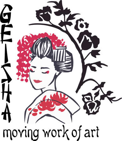 A beautiful geisha girl is a classic asian themed design.のイラスト素材