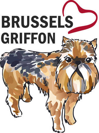 Have a little brussels griffon with this cute dog.のイラスト素材