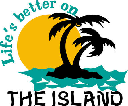 Come and visit the island of Hawaii!  Surfers and beach goers enjoy the tropical Hawaiian island as their travel destination.のイラスト素材