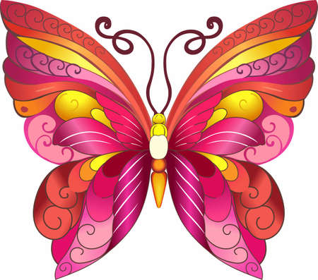 This beautiful butterfly shows a matching caterpillar in pink and yellow is perfect for your springtime design showing that nature is foreのイラスト素材