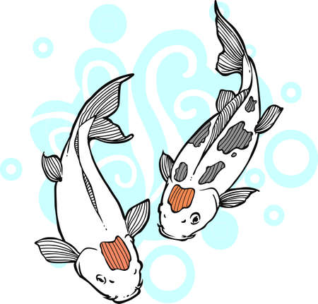 The koi is a symbol of a persons ability to have high expectations and for happiness.  This is a beautiful  design from Great Notions.のイラスト素材