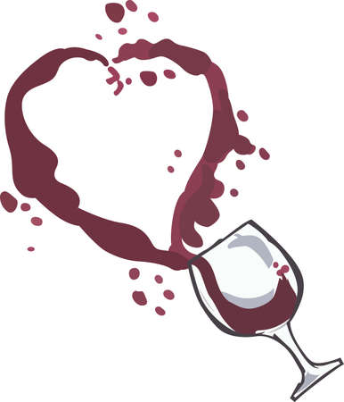 Wine drinkers will like this cute spilled glass.のイラスト素材