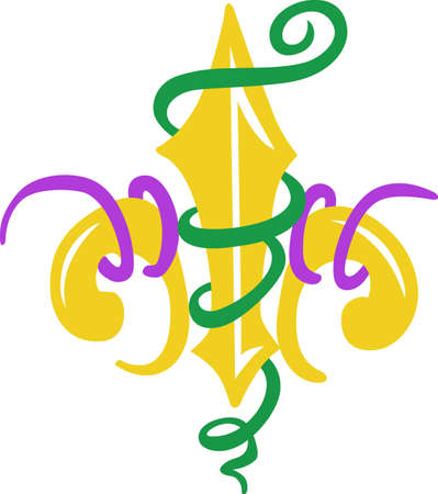 Celebrate Mardi Gras with confetti and a Fleur de Lis.のイラスト素材
