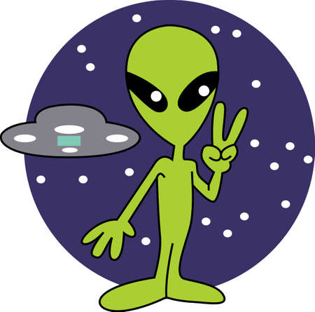 Peace sign from the aliens.  Get your cartoon designs from Great Notions.のイラスト素材