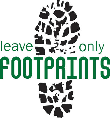 Leave no trace but a boot print on the trail.  Grab this design from Great Notions.のイラスト素材