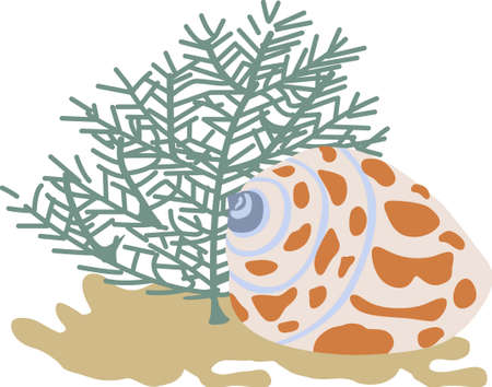 A beach towel or bag will look wonderful with a seashell decoration.のイラスト素材