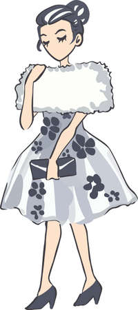 Show off your love of fashion with an elegant lady.のイラスト素材