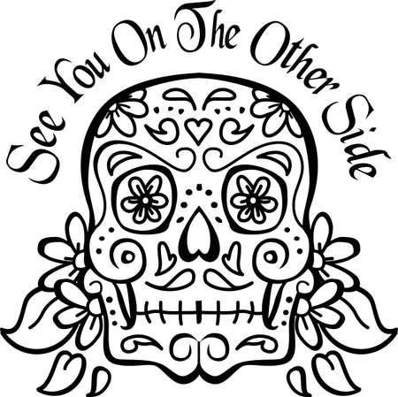 Celebrate the day of the dead with a floral skull.のイラスト素材