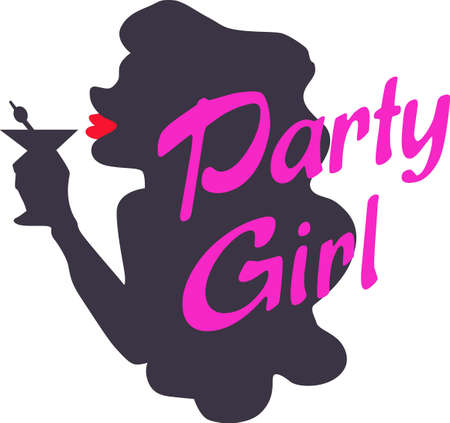 Make a party shirt with a cocktail lady.のイラスト素材