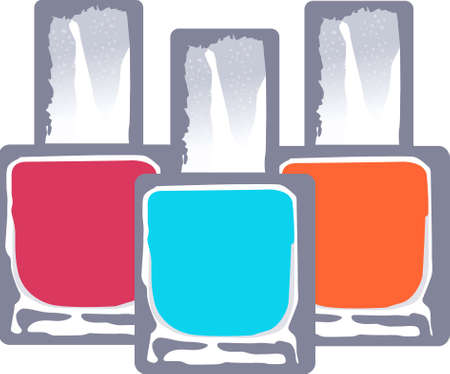 Decorate a lady's dressing table with colorful nail polish.のイラスト素材