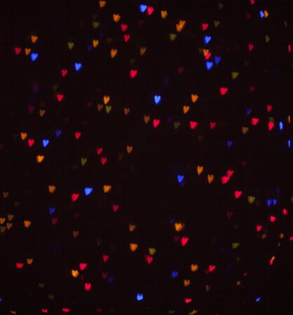 Red and blue heart background lights for Valentine day. bokehの写真素材