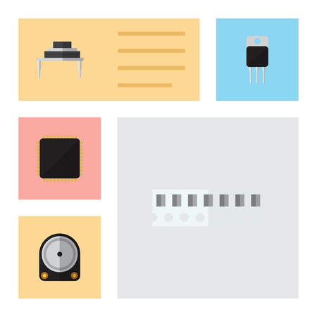 Flat Electronics Set Of Memory, Destination, Hdd And Other Vector Objects. Also Includes Cpu, Resistor, Access Elements.のイラスト素材